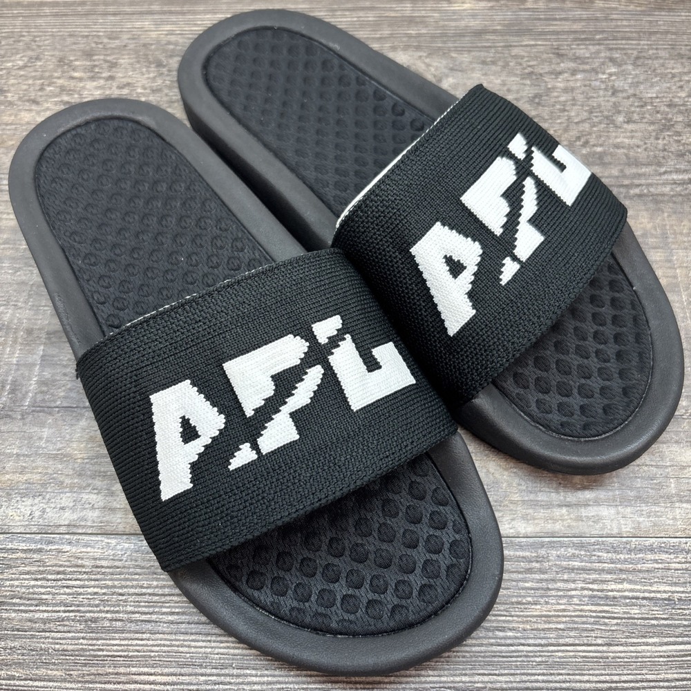 APL Slides Women's 6 BL TechLoom Sandals Black /White NEW